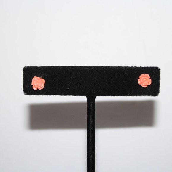 Beautiful Neon orange rose stud earrings - Picture 1 of 4